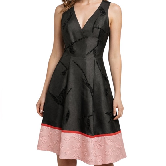 Sachin & Babi Noir A-line Frances Dress Black w Pink